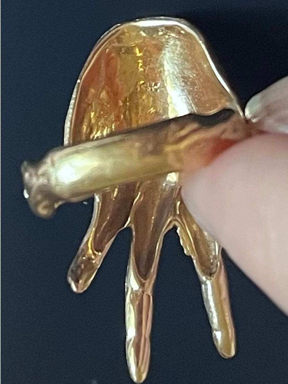 Vintage 1970s 14K Yellow Gold Modernist Diamond Statement Ring - 7.58 G - Sz 7.5 - Picture 8 of 12
